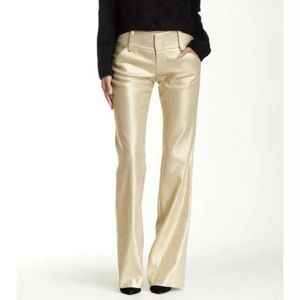 Alice + Olivia gold linen metallic pants size 8